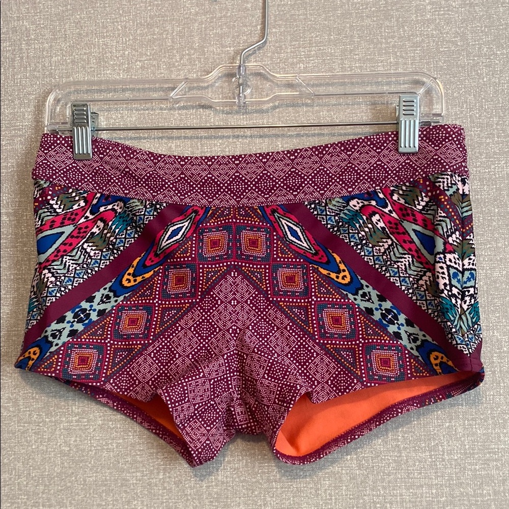 Prana Women's Maroon and Orange Raya Native Print Swim Bottoms